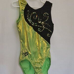 GK - Nastia Liukin - Lime and black gymnastics leotard. Size adult medium